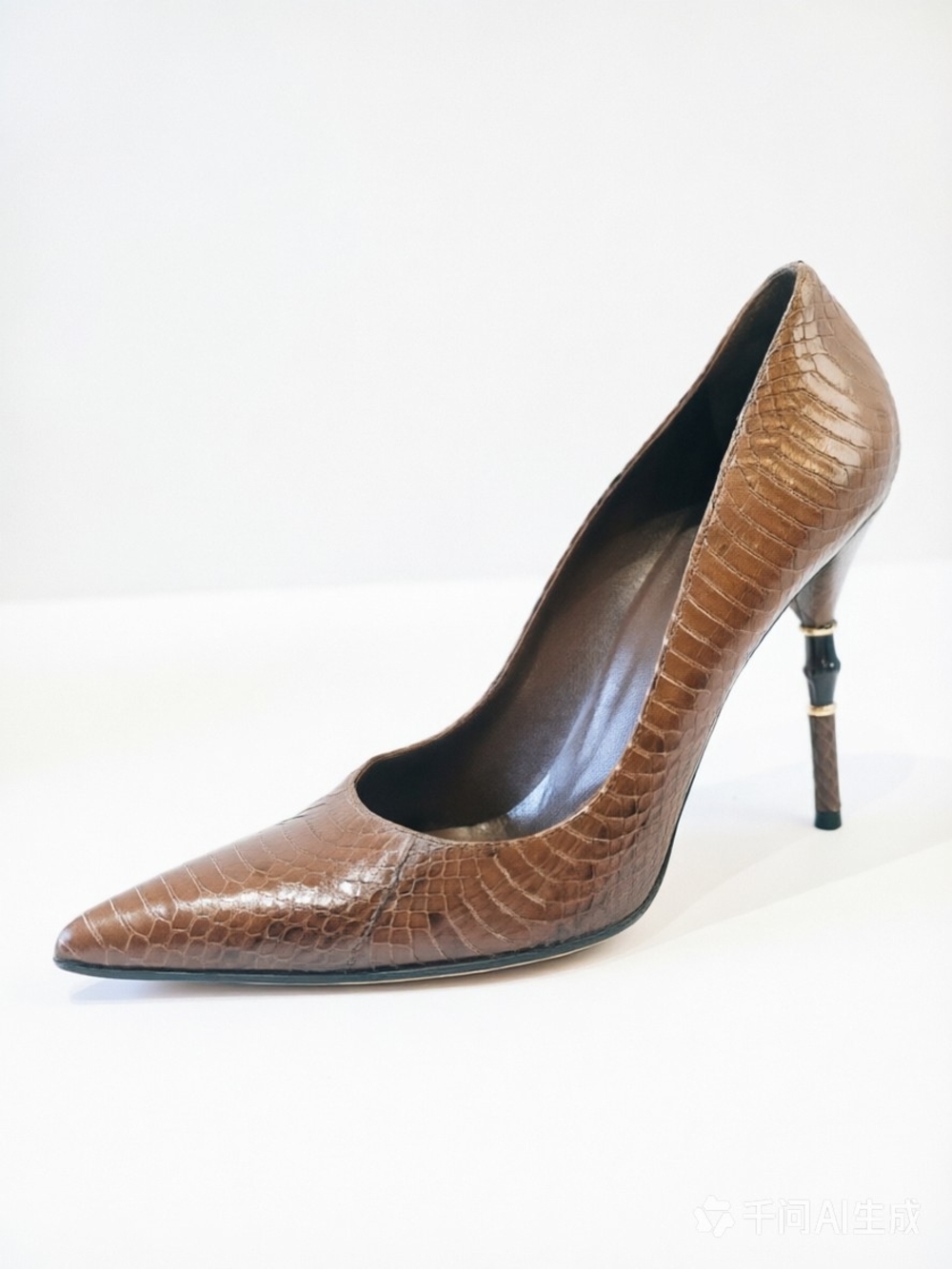 Gucci brown python leather bamboo heel pumps - Picture 3 of 10